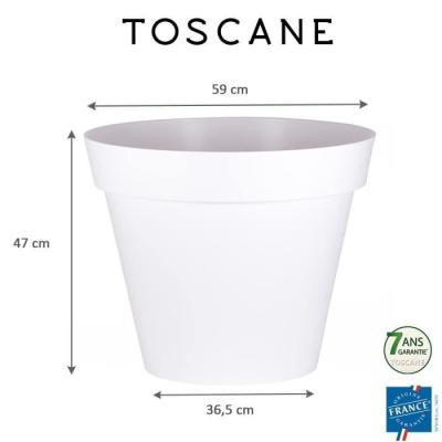 Pot de fleur rond Toscane Blanc - 76L - Made in France