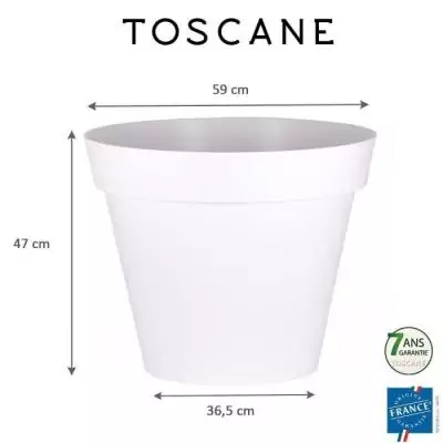 Pot de fleur rond Toscane Blanc - 76L - Made in France Pot de fleur rond Toscane Blanc - 76L - Made in France
