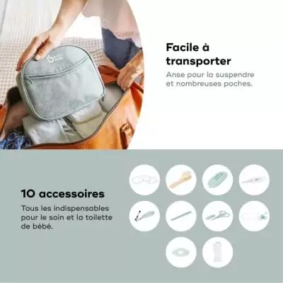 Trousse de Soin Bébé Eco-Responsable - 10 Accessoires, Matcha