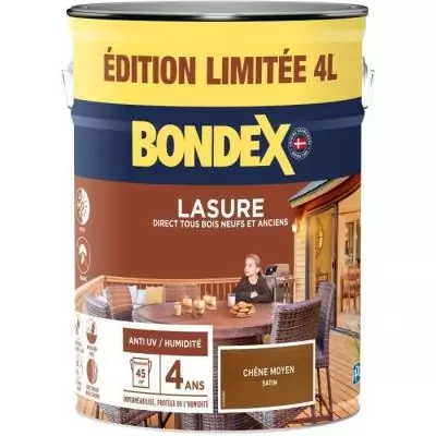 Protégez votre bois avec style - Lasure Chêne moyen Mat Bondex 4L