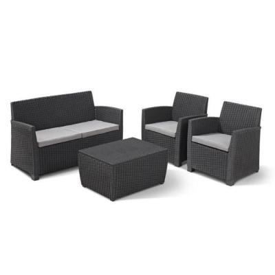 Ensemble de jardin tressé 4 personnes - Mia - Gris graphite