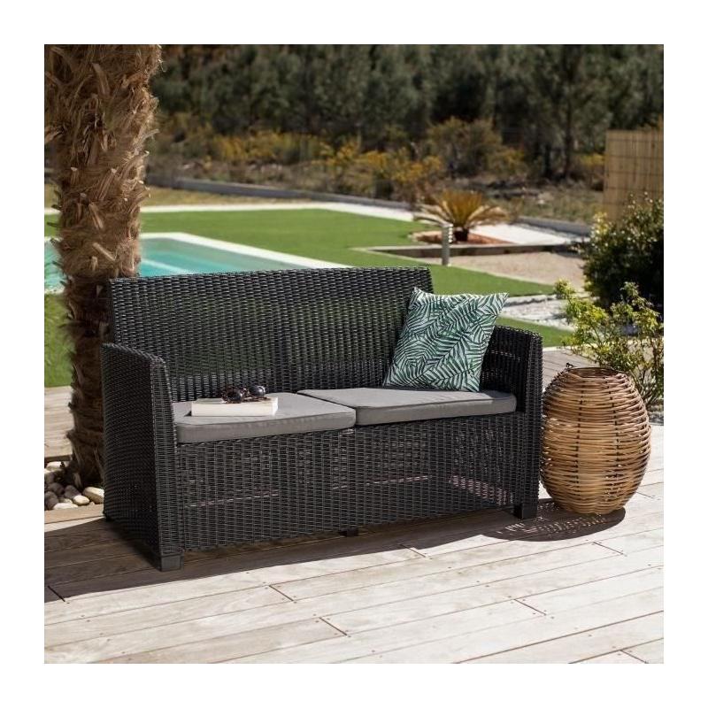 Ensemble de jardin tressé 4 personnes - Mia - Gris graphite