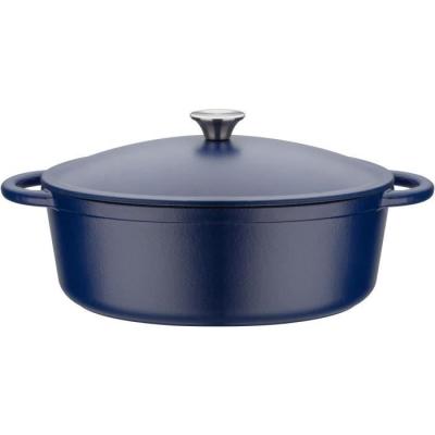 Cocotte fonte massive GSW Blue Magic 33x25 cm - Ovale - Induction - Bleu
