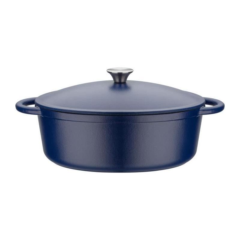 Cocotte fonte massive GSW Blue Magic 33x25 cm - Ovale - Induction - Bleu