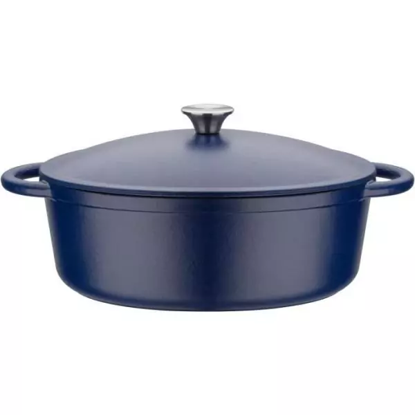 Cocotte fonte massive - GSW - BLUE MAGIC - 33 x 25 cm - Ovale - Induction - Bleu