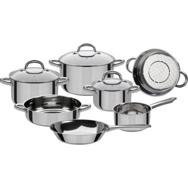 Set 10 pcs batterie de cuisine - GSW - MONTREAL - Induction - Acier inoxydable