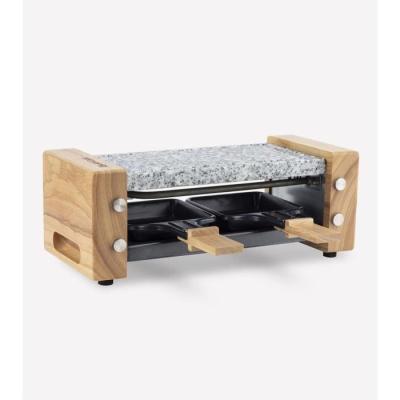 Raclette et pierre à cuire 2 personnes design bois, H.Koenig