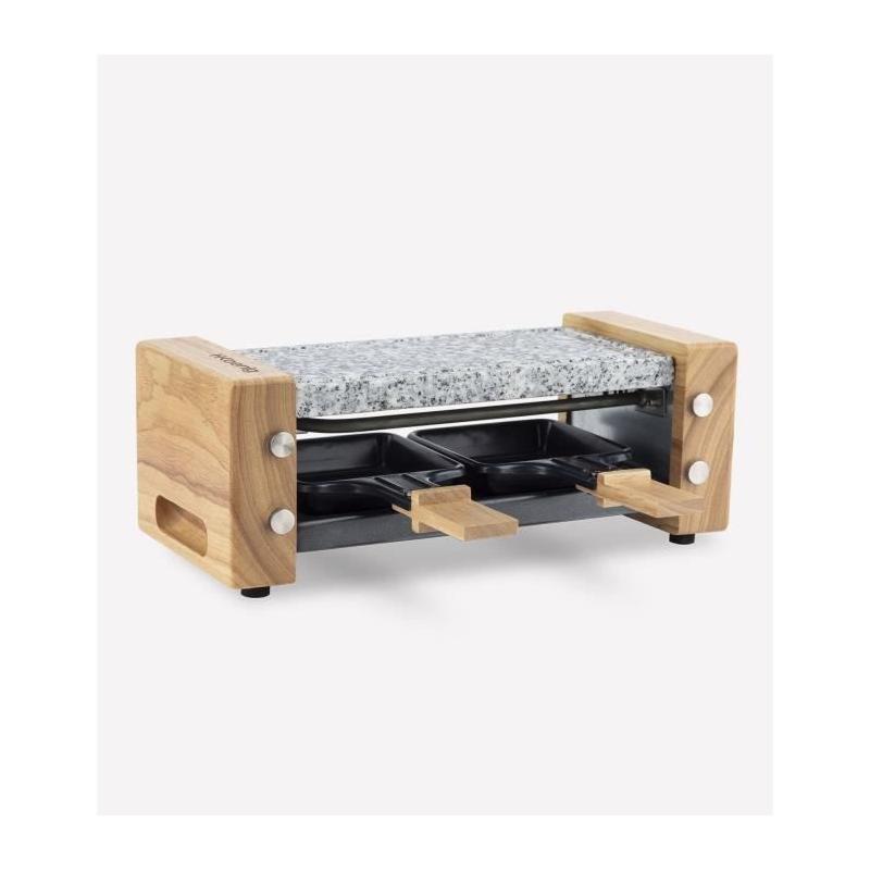 Raclette et pierre à cuire 2 personnes design bois, H.Koenig