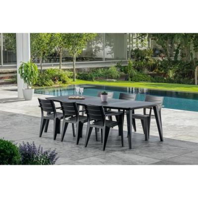 Table de jardin en résine Lima - Gris graphite - 8 à 10 personnes
