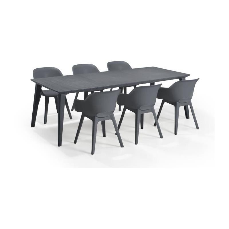 Table de jardin en résine Lima - Gris graphite - 8 à 10 personnes