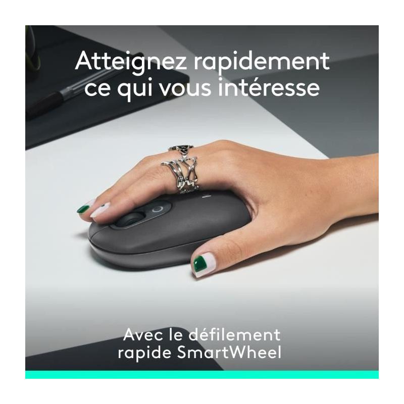 Souris sans fil Logitech Pop Mouse - Graphite, compacte et moderne