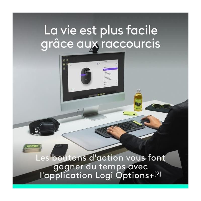 Souris sans fil Logitech Pop Mouse - Graphite, compacte et moderne
