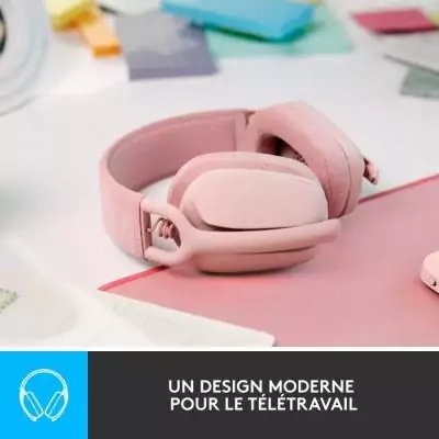 Casque PC Logitech Zone Vibe 100 Rose - Micro anti-bruit