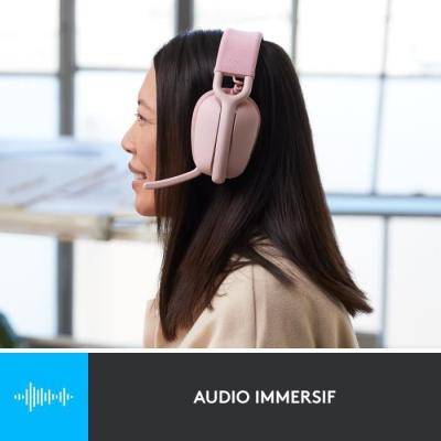 Casque PC Logitech Zone Vibe 100 Rose - Micro anti-bruit