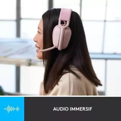 Casque PC Logitech Zone Vibe 100 Rose - Micro anti-bruit