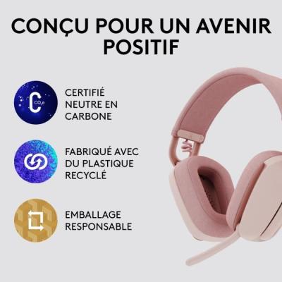 Casque PC Logitech Zone Vibe 100 Rose - Micro anti-bruit