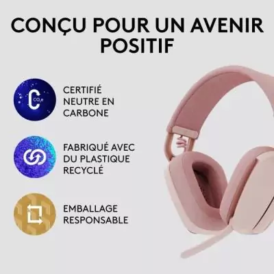 Casque PC Logitech Zone Vibe 100 Rose - Micro anti-bruit