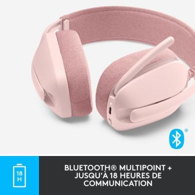 Casque PC Logitech Zone Vibe 100 Rose - Micro anti-bruit