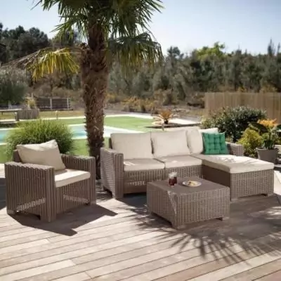 Salon de jardin en résine imitation rotin tressé - Allibert by KETER - MOOREA - Cappuccino Salon de jardin en résine imitation rotin tressé - Allibert by KETER - MOOREA - Cappuccino