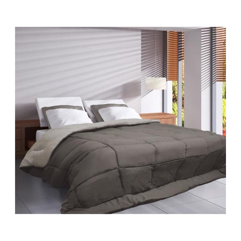 Couette chaude Microfibre 400g/m² Taupe & Lin 140x200cm - Confort et chaleur pour vos nuits