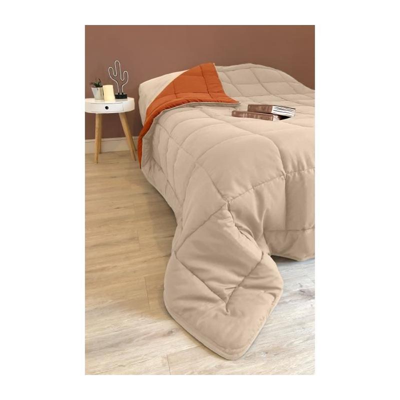 Couette chaude Microfibre 400g/m² Galet & Gingembre 200x200cm