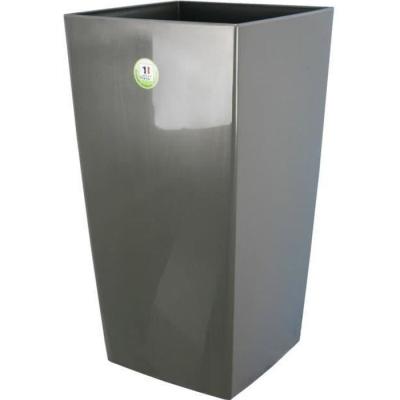 Pot de fleurs carré Nuance - 29 x 29 x H 52 cm - Gris pailleté