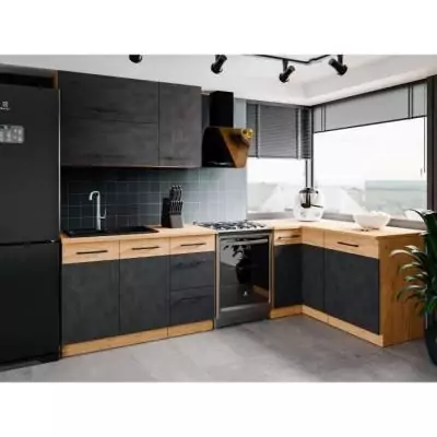 Colonne cuisine ROCK - Chene Lancelot/Gris Matera - L60 x H210 cm