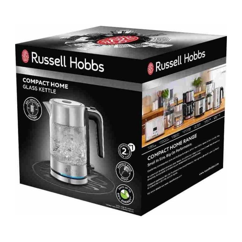 Bouilloire en Verre Russell Hobbs Compact Home - 0.8L - 2200W - Économie d'énergie