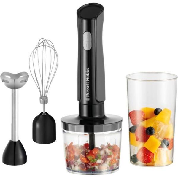 Mixeur plongeant 3 en 1 mixeur/hachoir/fouet - RUSSEL HOBBS - Desire Matte Charcoal - 500 W - 2 vitesses + Pulse - Noir