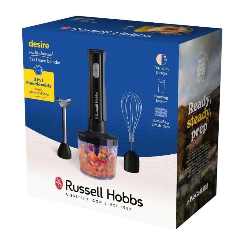 Mixeur plongeant 3 en 1 Russell Hobbs - Noir - 500W - 2 vitesses + Pulse