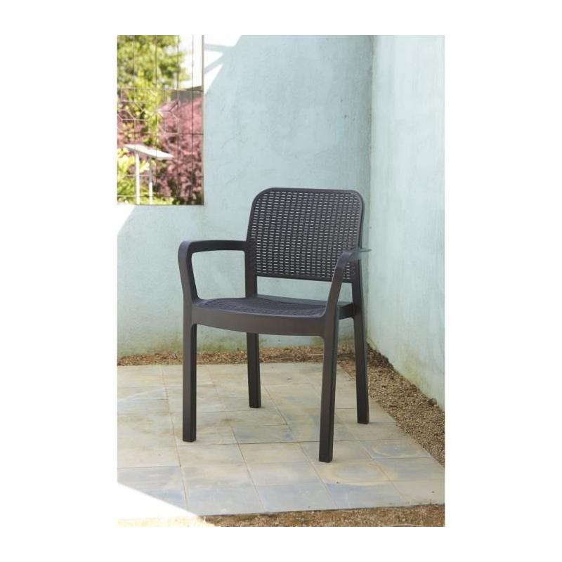 Ensemble de 6 fauteuils de jardin en résine gris graphite - Allibert