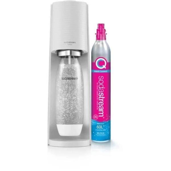 Machine a eau pétillante SODASTREAM - TERRA Blanche - 1 bouteille 1L compatible lave-vaisselle - 1 recharge de gaz 60L