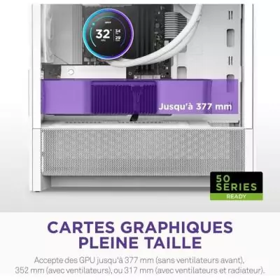 Boitier moyen-tour micro-ATX - NZXT - CC-H31FW-01 - H3 Flow - Blanc - Airflow remarquable - Support GPU grand format