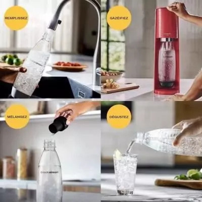 Sodastream Terra Rouge : machine à eau pétillante, bouteille 1 L + recharge 60 L