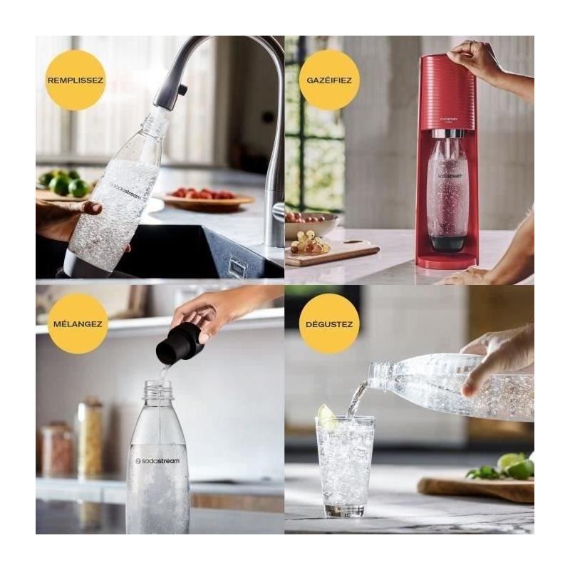 Machine à eau pétillante SODASTREAM - Rouge Terra - Avec recharge gaz 60L