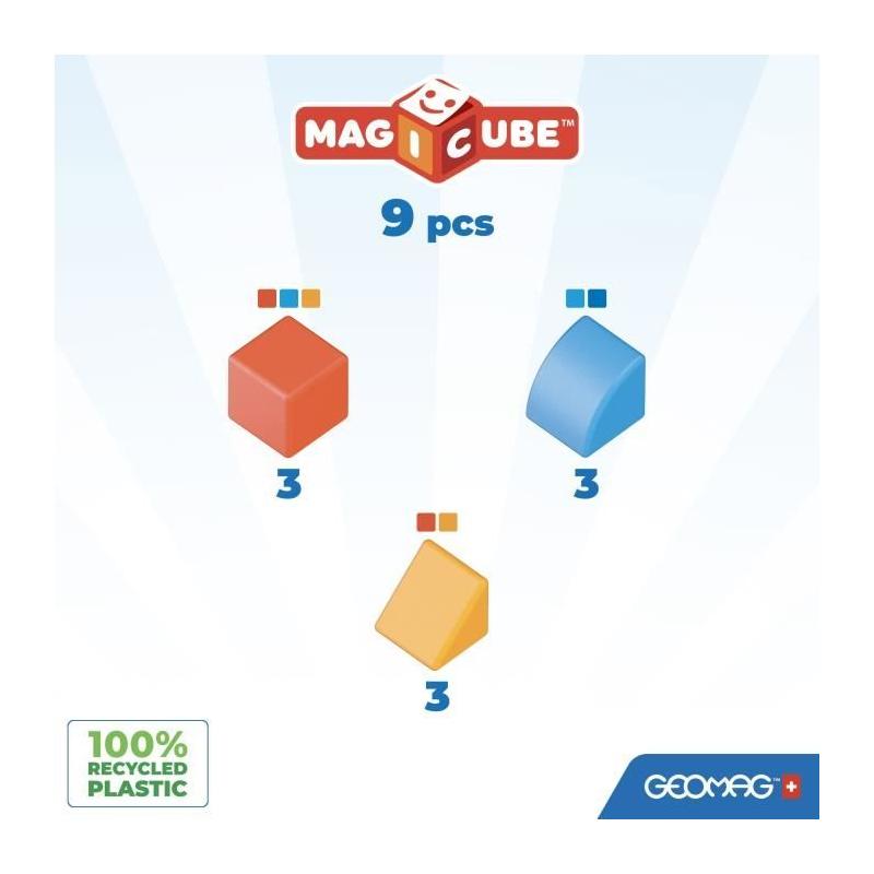Jeu d'assemblage magnétique GEOMAG - Magicube Animaux - 9 pièces