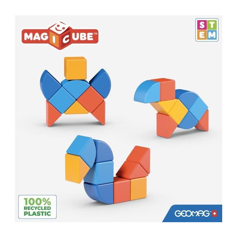 Jeu d'assemblage magnétique GEOMAG - Magicube Animaux - 9 pièces