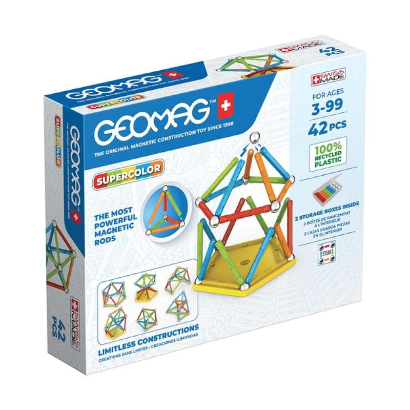 Assemble et crée avec Geomag Super Color Recycled 42 pièces!