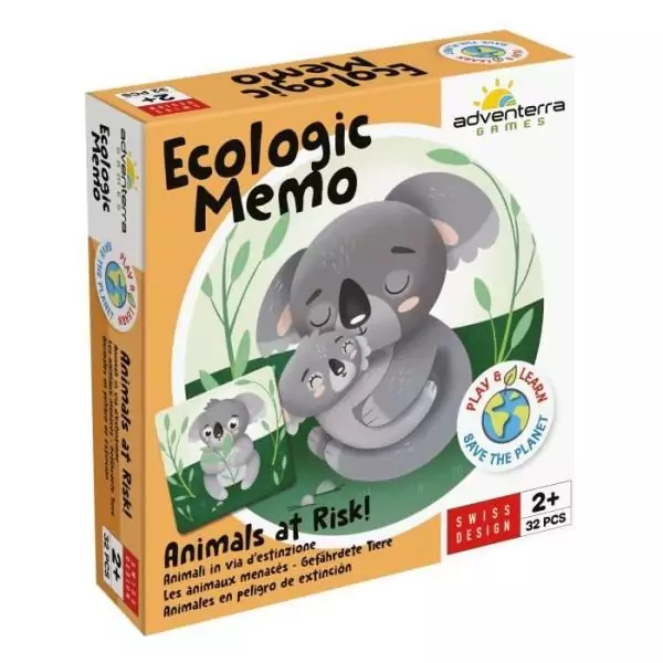 Jeux éducatifs - GEOMAG - Ecologic Memo Animals at Risk - Jeu de mémoire - Animaux en voie de disparition - Association bébé