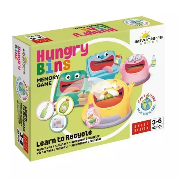 Jeux éducatifs - GEOMAG - Hungry Bins - Tri sélectif - Apprentissage des déchets - Association par couleur