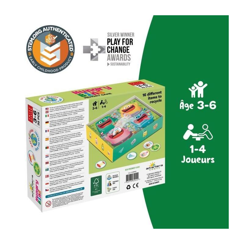 Jeux éducatifs GEOMAG - Hungry Bins - Tri sélectif - Mémoire