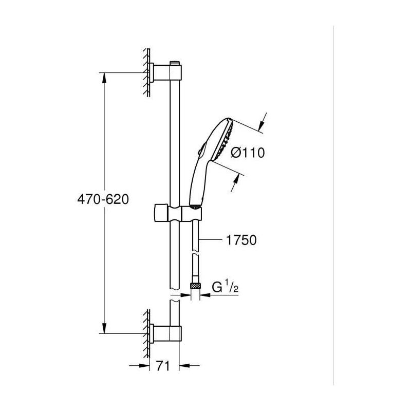 Ensemble de douche GROHE Vitalio Start 110 - Économie d'eau - Chrom