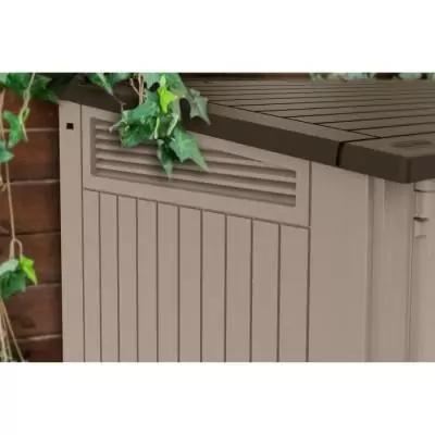 Coffre de rangement extérieur KETER 880L Beige et marron - Malle de jardin