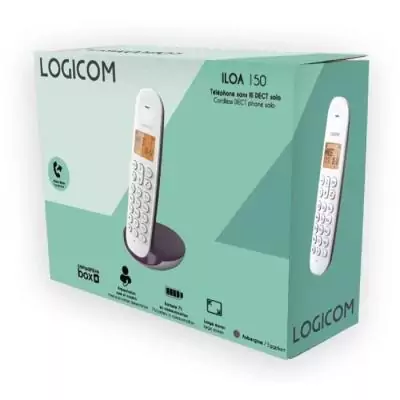 Téléphone sans fil LOGICOM DECT ILOA 150 Aubergine - Compact et élégant