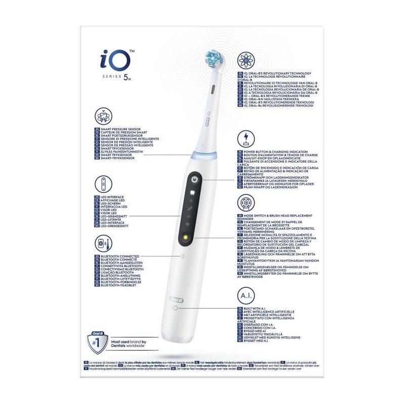 Brosse à dents électrique ORAL-B - iO5n Quite - Blanc + étui de voyage