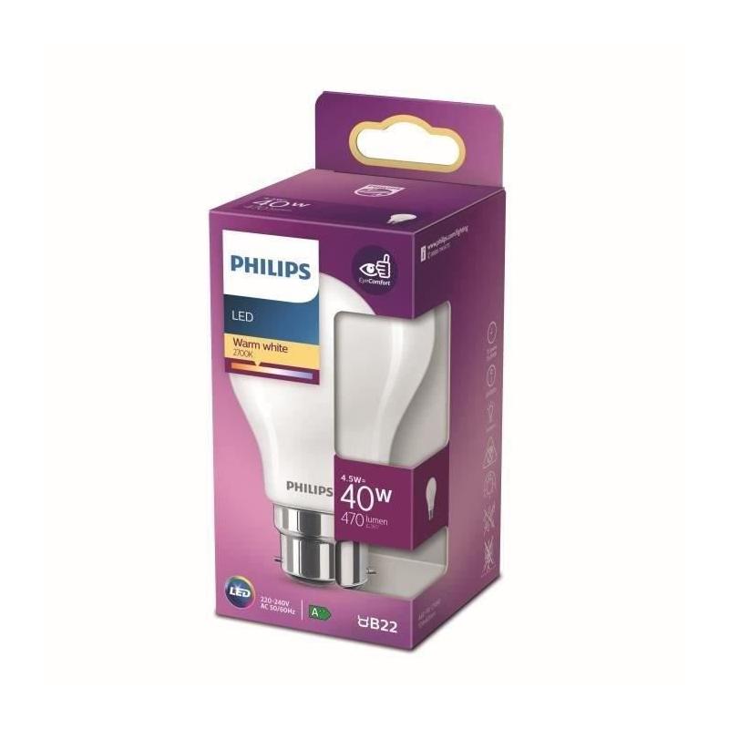 Ampoule LED Philips 40W B22 Blanc Chaud - Compact et Efficace
