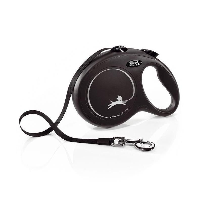 Laisse New Classic L Tape 8 m noir Flexi - Pratique et robuste