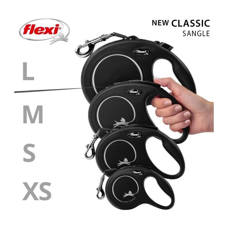 Laisse New Classic L Tape 8 m noir Flexi - Pratique et robuste