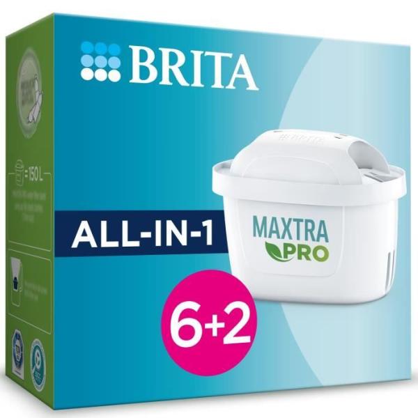 Cartouche BRITA - Maxtra Pro All-In-1 - Pack 6+2 - Jusqu'a 1200L d'eau filtrée