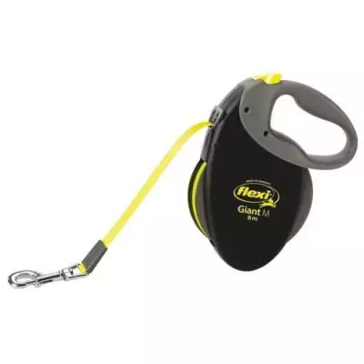Laisse sangle TRIXIE flexi GIANT - Taille M - 8m - Noir et Jaune Fluo